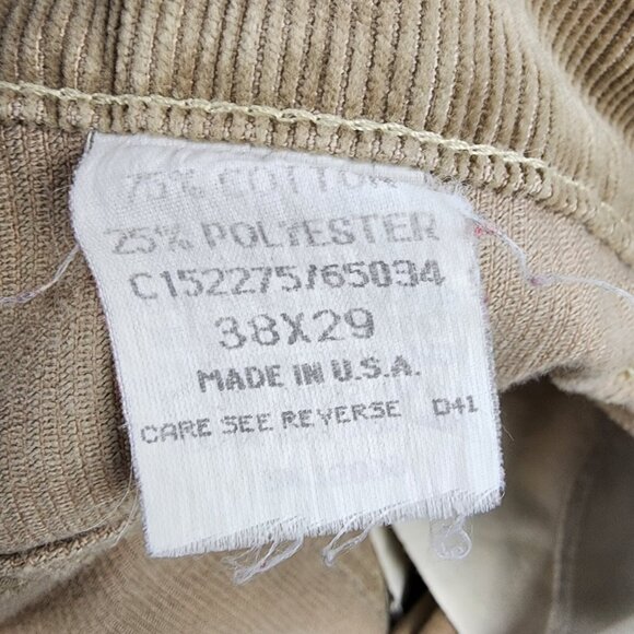 Roebucks Vintage Corduroy Pants Mens 38x29 Tan Straight Leg Regular Fit USA Made - Picture 9 of 9